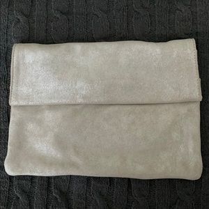 Mango metallic taupe suede/leather crossbody bag